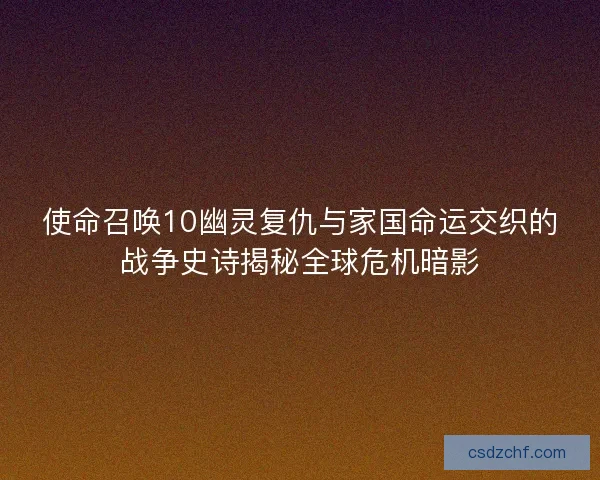 使命召唤10幽灵复仇与家国命运交织的战争史诗揭秘全球危机暗影