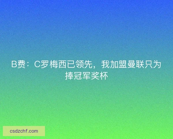 B费：C罗梅西已领先，我加盟曼联只为捧冠军奖杯